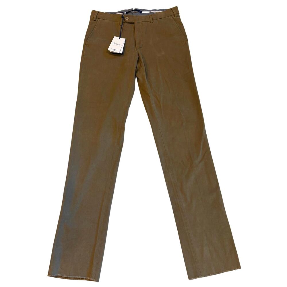 6 East Houston Pants Mens 33 Tan Modern Fit Chino Brushed Twill Stretch *READ*